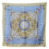 Foulard Hermes en twill de soie bleu et beige - 00pp thumbnail