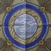 Foulard Hermes en twill de soie bleu et beige - Detail D1 thumbnail