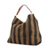 Shopping bag in tela nera e marrone rigata - 00pp thumbnail