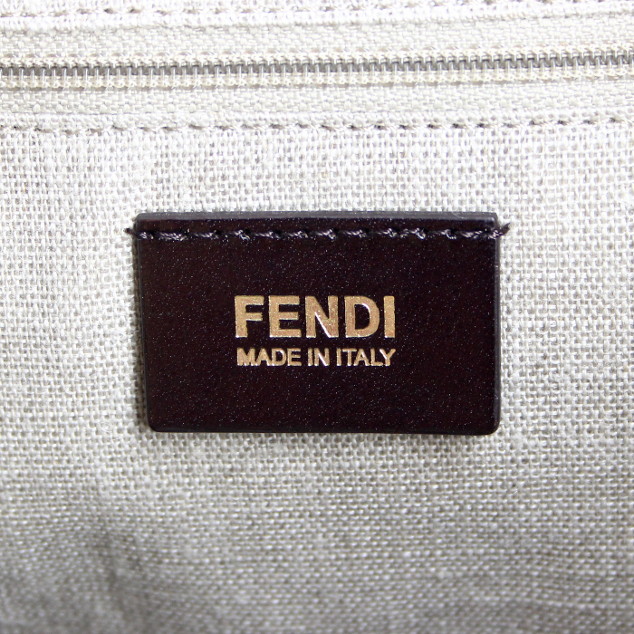 Fendi shopping bag in black and brown canvas - Detail D3