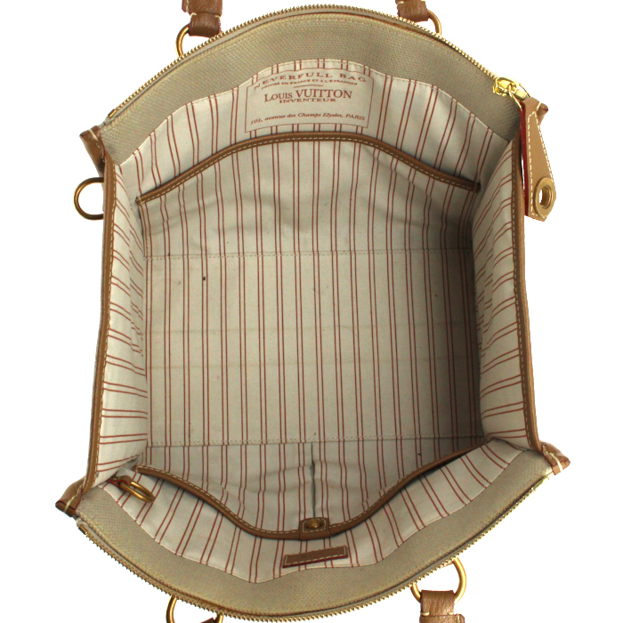Louis Vuitton Trianon Neverfull handbag in canvas and beige leather - Detail D2