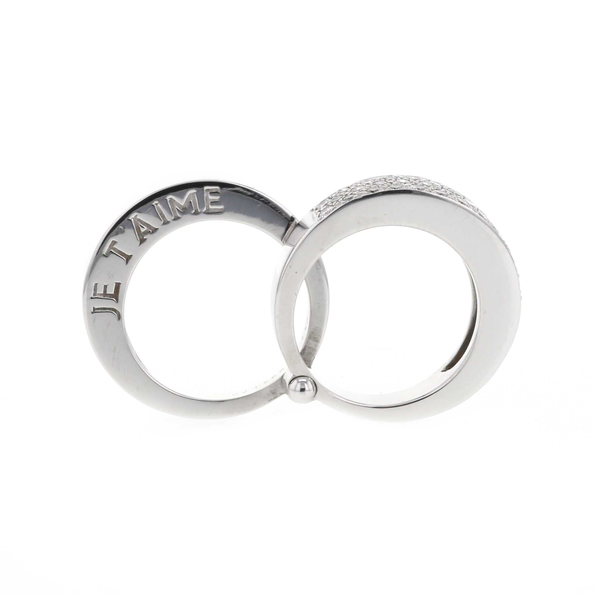 Bague à secret O.J. Perrin "Je T'Aime" en or blanc et diamants - Detail D1