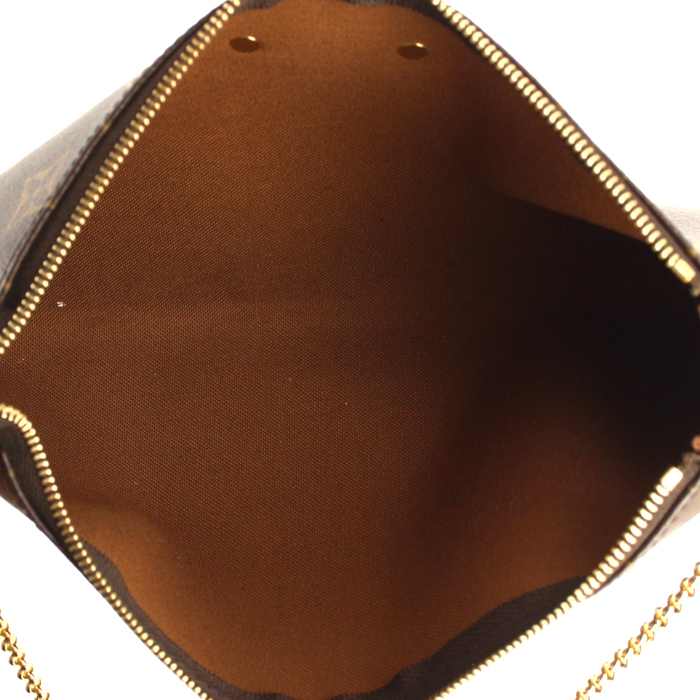Pochette in tela monogram e pelle naturale - Detail D3