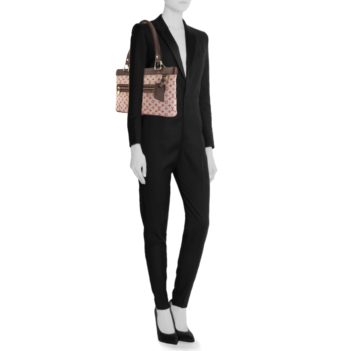 Louis Vuitton Lucille small model handbag in monogram canvas and burgundy leather - Detail D1