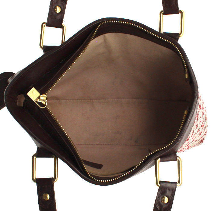 Borsa Lucille modello piccolo in tela monogram e pelle bordeaux - Detail D2