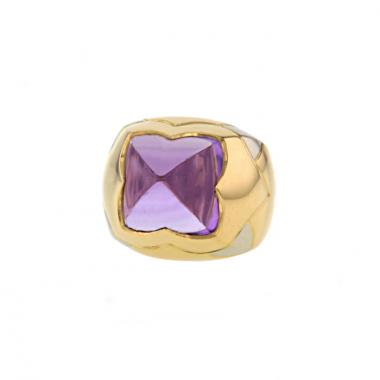 Bulgari ring in yellow gold and white gold and in amethyst