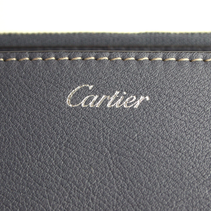 Cartier C De Cartier small model handbag in grey blue leather - Detail D4