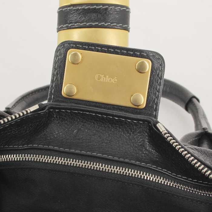 Chloé Paddington handbag in black grained leather - Detail D3
