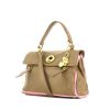 Yves Saint Laurent Muse Two small handbag in brown leather and pink canvas - 00pp thumbnail
