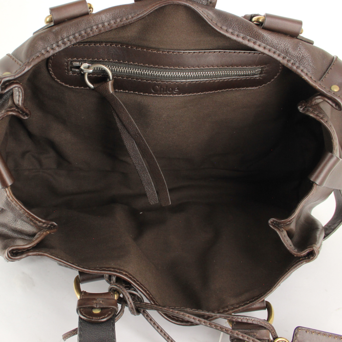 Bolso de mano Chloé en cuero marrón - Detail D2