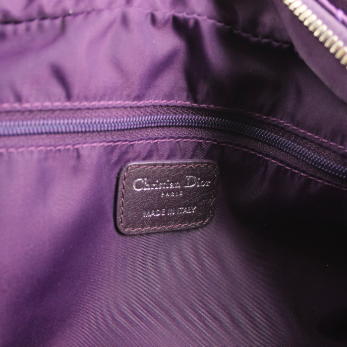 Bolso de mano Dior en lona cannage violeta y cuero violeta - Detail D3