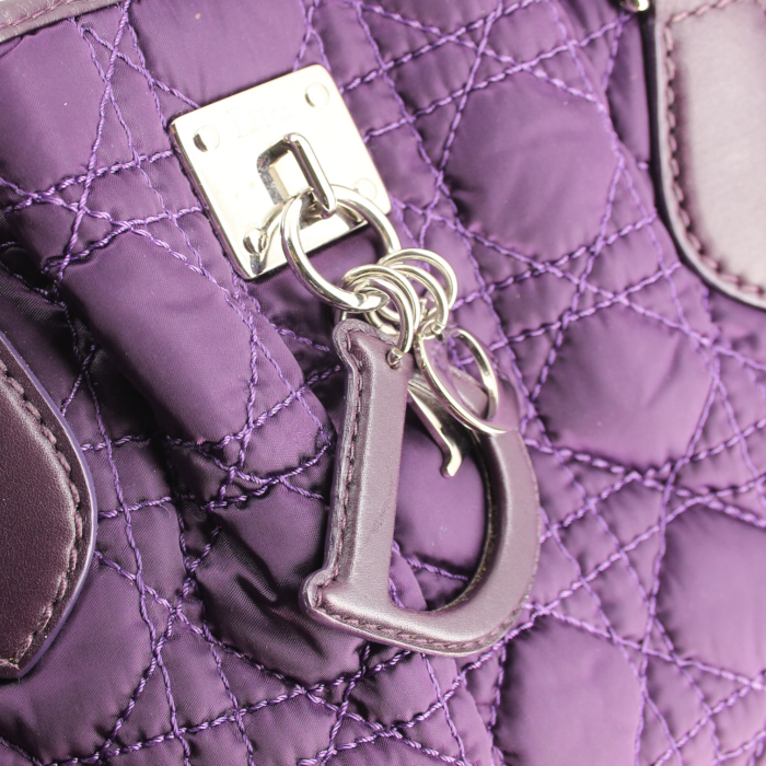 Borsa in tela cannage viola e pelle viola - Detail D4
