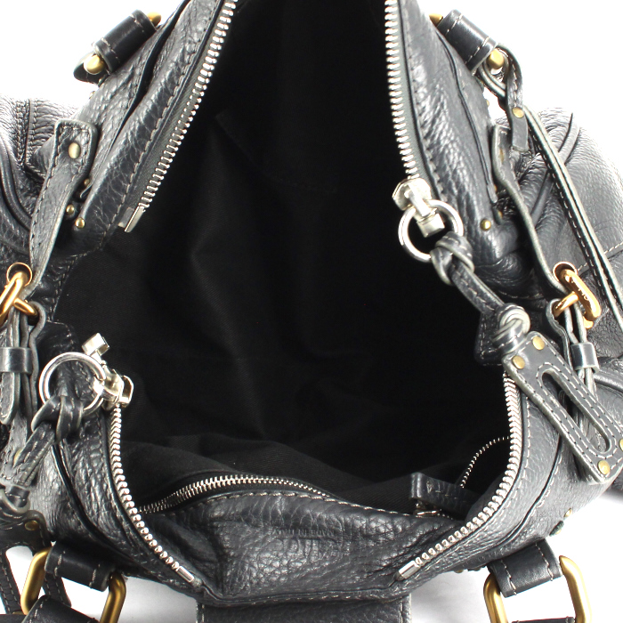 Sac à main Chloé Paddington en cuir grainé gris - Detail D3