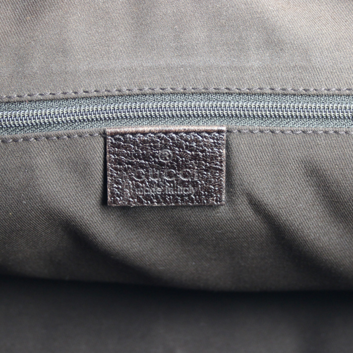 Borsa in tela monogram beige e pelle marrone - Detail D3