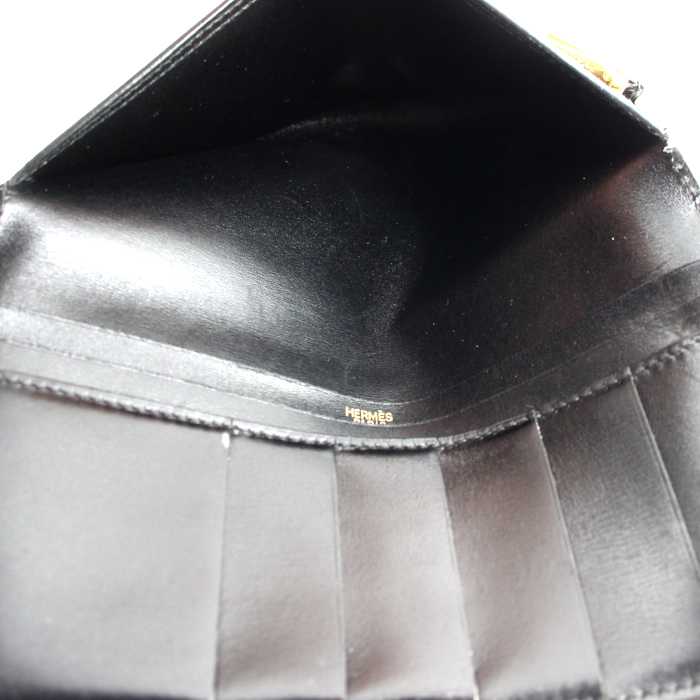 Billetera Hermes Béarn en cuero box negro - Detail D3