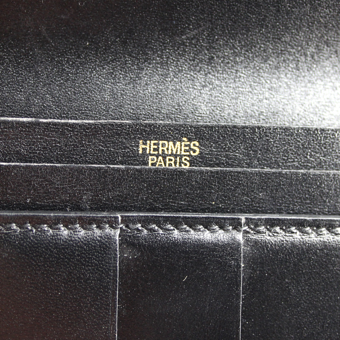 Billetera Hermes Béarn en cuero box negro - Detail D4