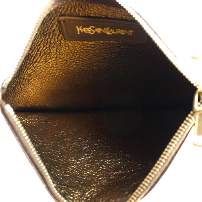 Sac cabas "Réversible" Saint Laurent en cuir marron et doré - Detail D3