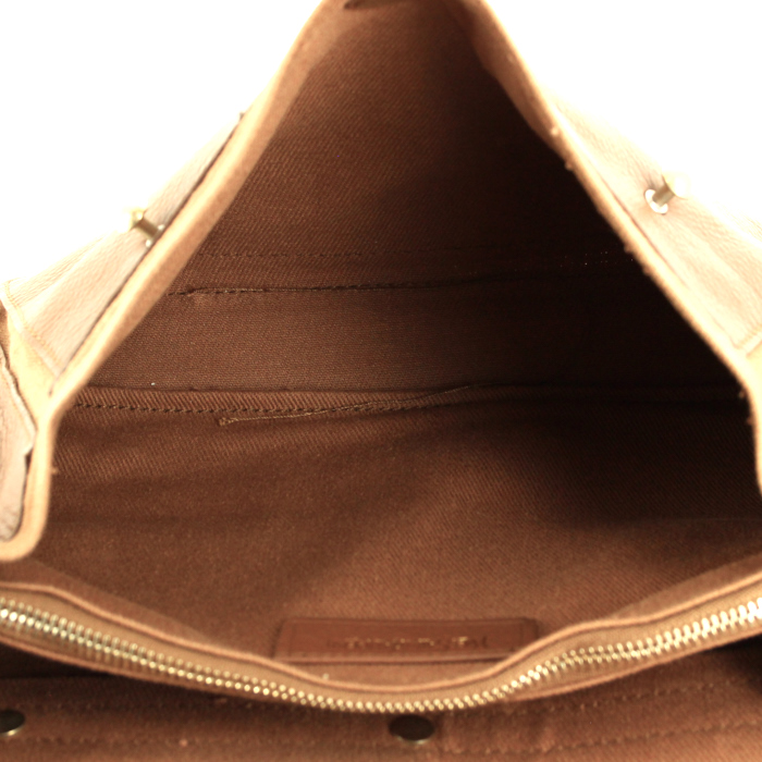 Borsa Muse Two modello piccolo in pelle marrone e tessuto marrone - Detail D3
