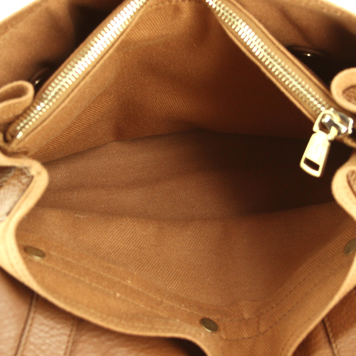 Borsa Muse Two modello piccolo in pelle marrone e tessuto marrone - Detail D4
