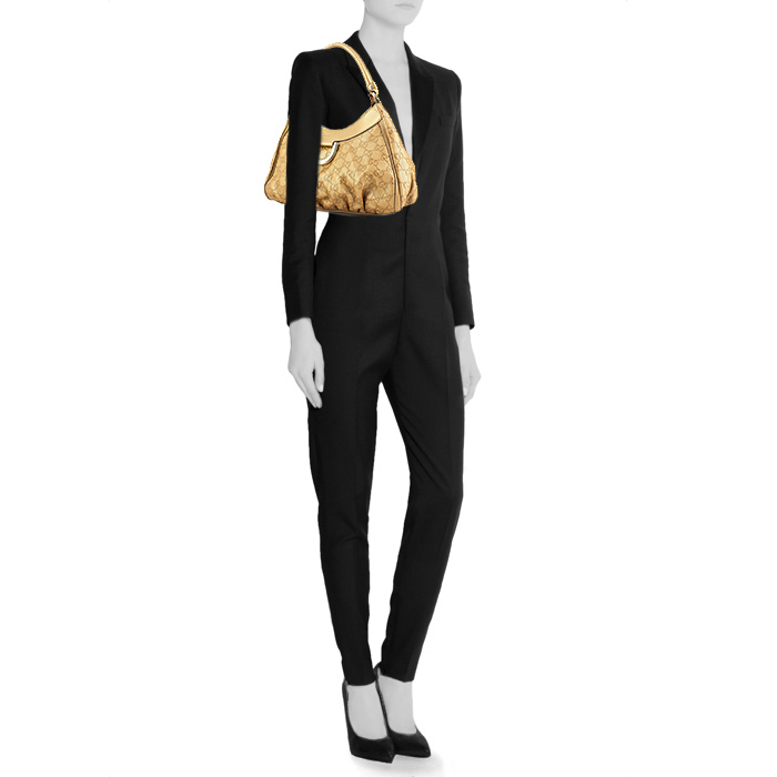 Gucci handbag in gold monogram leather - Detail D1