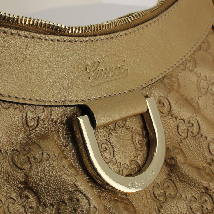 Gucci handbag in gold monogram leather - Detail D4