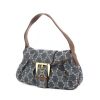 Borsa in tela denim monogram e pelle marrone - 00pp thumbnail