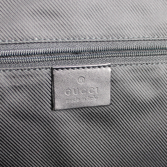 Sac à main Gucci en toile monogram noire et cuir noir - Detail D3