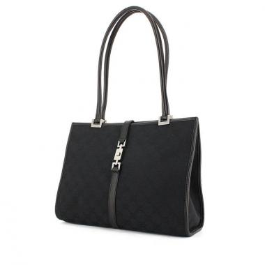Sac à main Gucci en toile monogram noire et cuir noir