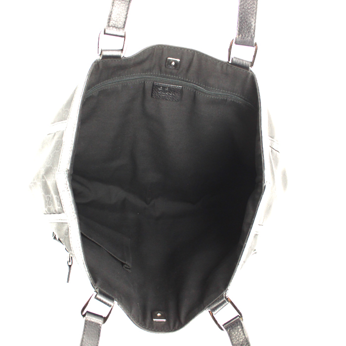 Gucci handbag in black monogram canvas and black leather - Detail D2