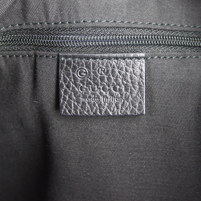 Sac à main Gucci en toile monogram noire et cuir noir - Detail D3