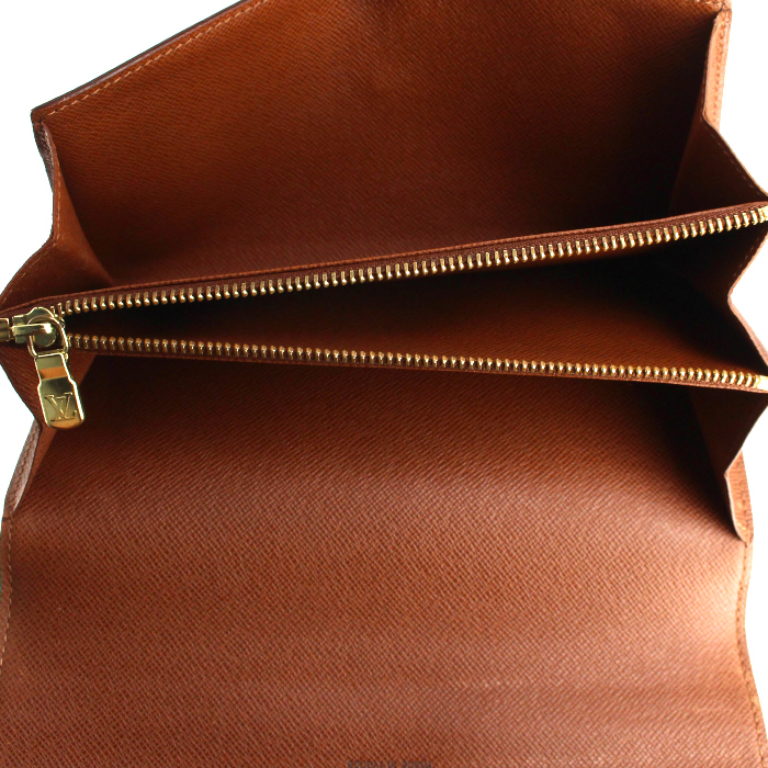 Billetera Louis Vuitton Sarah en lona Monogram y cuero marrón - Detail D2