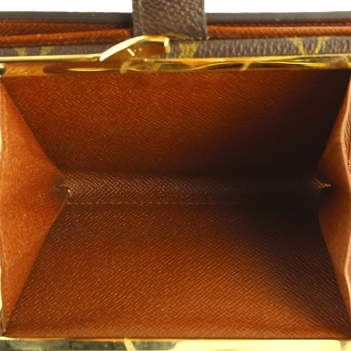 Borsellino in tela monogram cerata e pelle marrone caramello - Detail D3