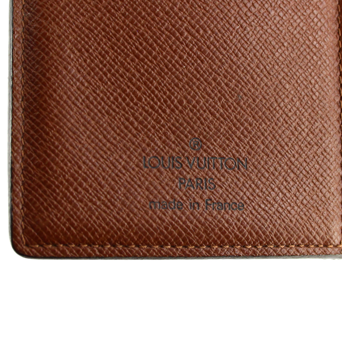 Porte-monnaie Louis Vuitton Viennois en toile monogram enduite et cuir marron-caramel - Detail D4