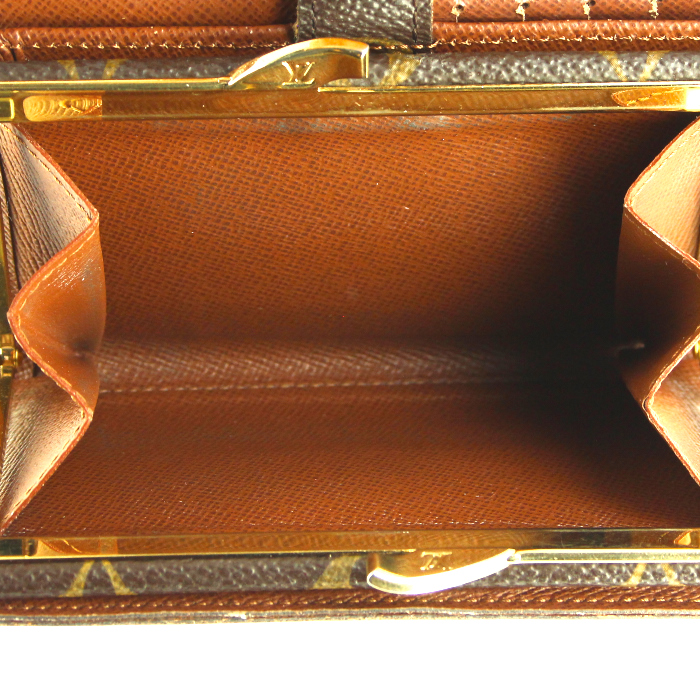 Borsellino in tela monogram e pelle marrone - Detail D2