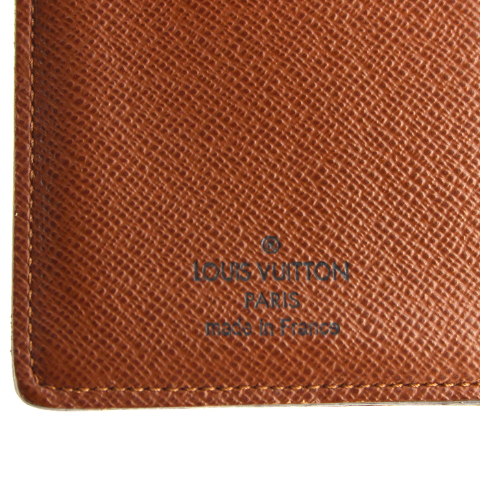 Porte-monnaie Louis Vuitton en toile monogram et cuir marron - Detail D3