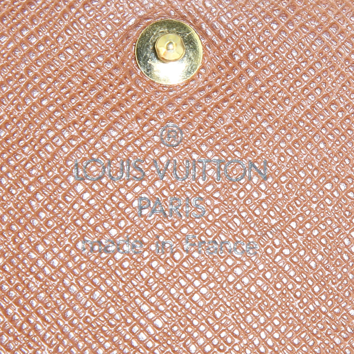 Louis Vuitton wallet in monogram canvas and brown leather - Detail D3
