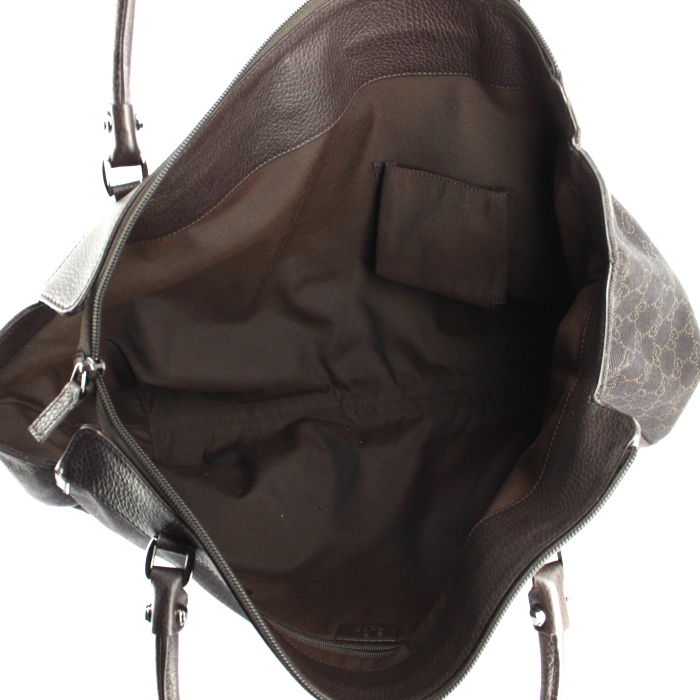 Sac à main Gucci en toile monogram marron et cuir marron - Detail D2