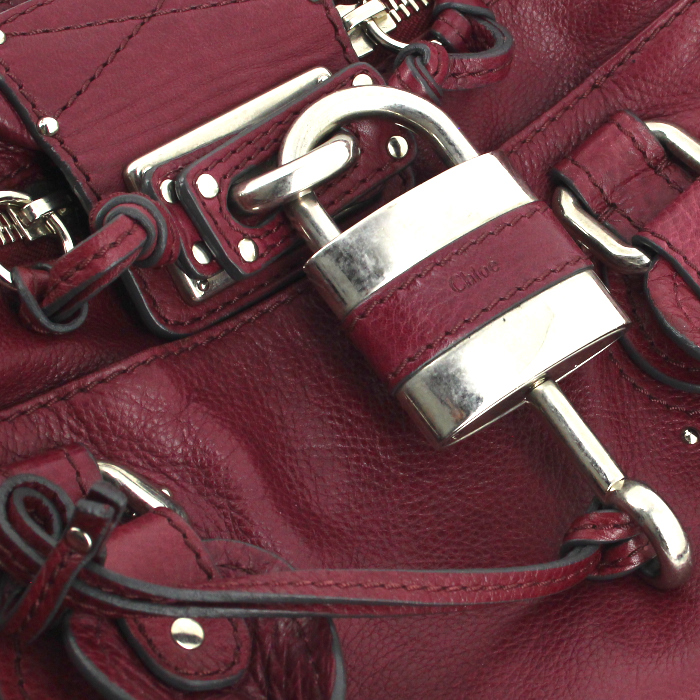 Chloé Paddington handbag in red leather - Detail D4