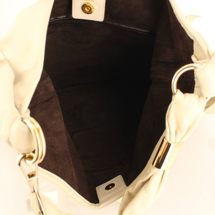 Borsa Yves Saint Laurent Saint-Tropez in pelle color crema - Detail D2