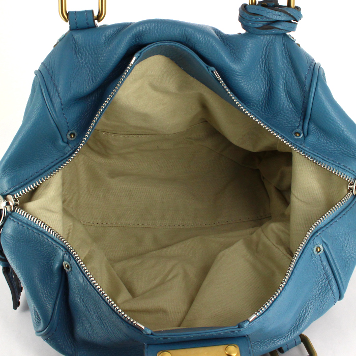 Chloé Paddington handbag in light blue grained leather - Detail D2