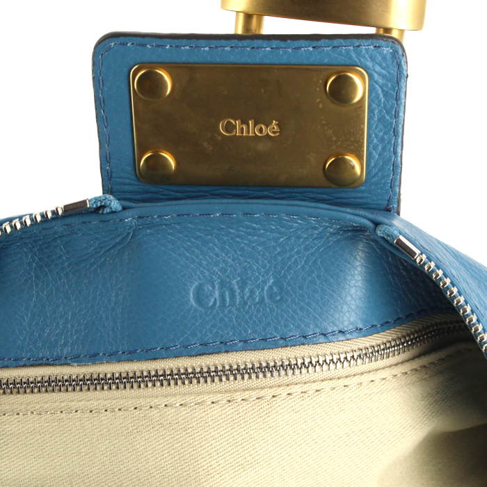 Chloé Paddington handbag in light blue grained leather - Detail D3