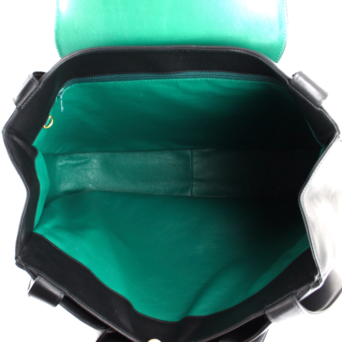 Cartier large model handbag in black box leather - Detail D3