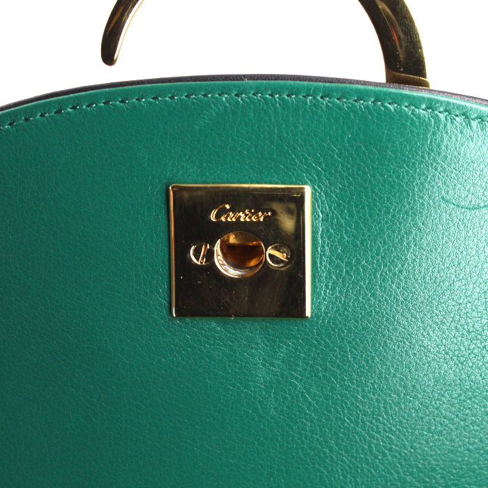Cartier large model handbag in black box leather - Detail D4