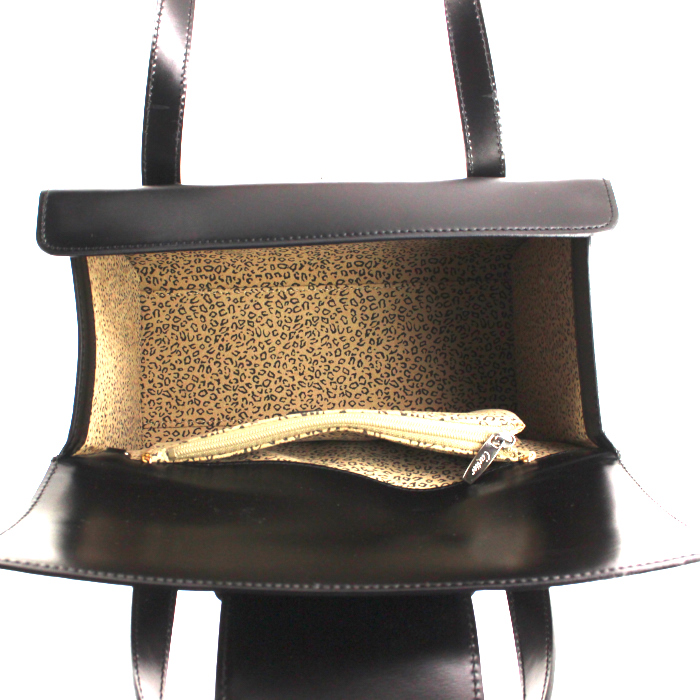 Bolso de mano en cuero box negro - Detail D2