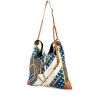 Hermes Silkin handbag in beige, brown and blue silk - 00pp thumbnail