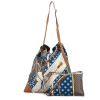 Hermes Silkin handbag in beige, brown and blue silk - Detail D2 thumbnail