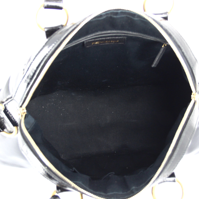 Yves Saint Laurent Muse medium model handbag in black patent leather - Detail D2