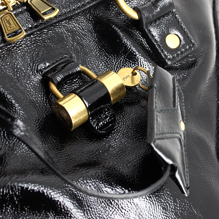 Borsa Muse modello medio in pelle verniciata nera - Detail D4