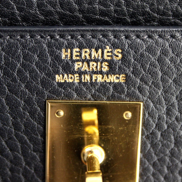 Bolso de mano Hermes Kelly 40 cm en cuero togo negro - Detail D3