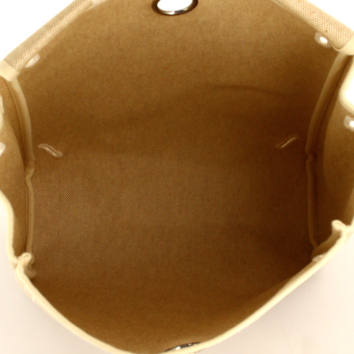 Zaino Herbag in tela beige e pelle naturale - Detail D4